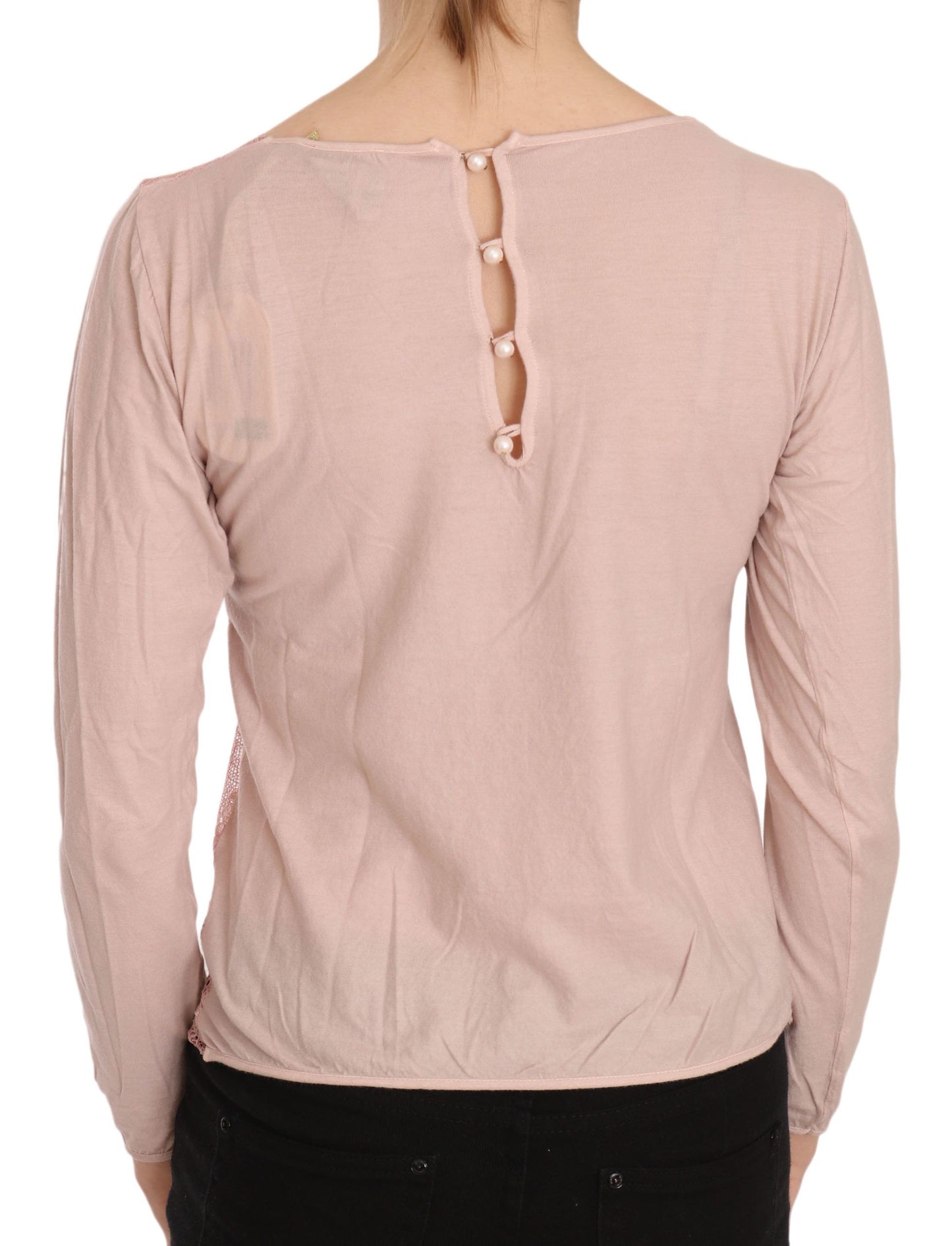 Chic Pink See-Through Cotton Blouse