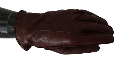 Elegant Maroon Wrist-Length Lambskin Gloves