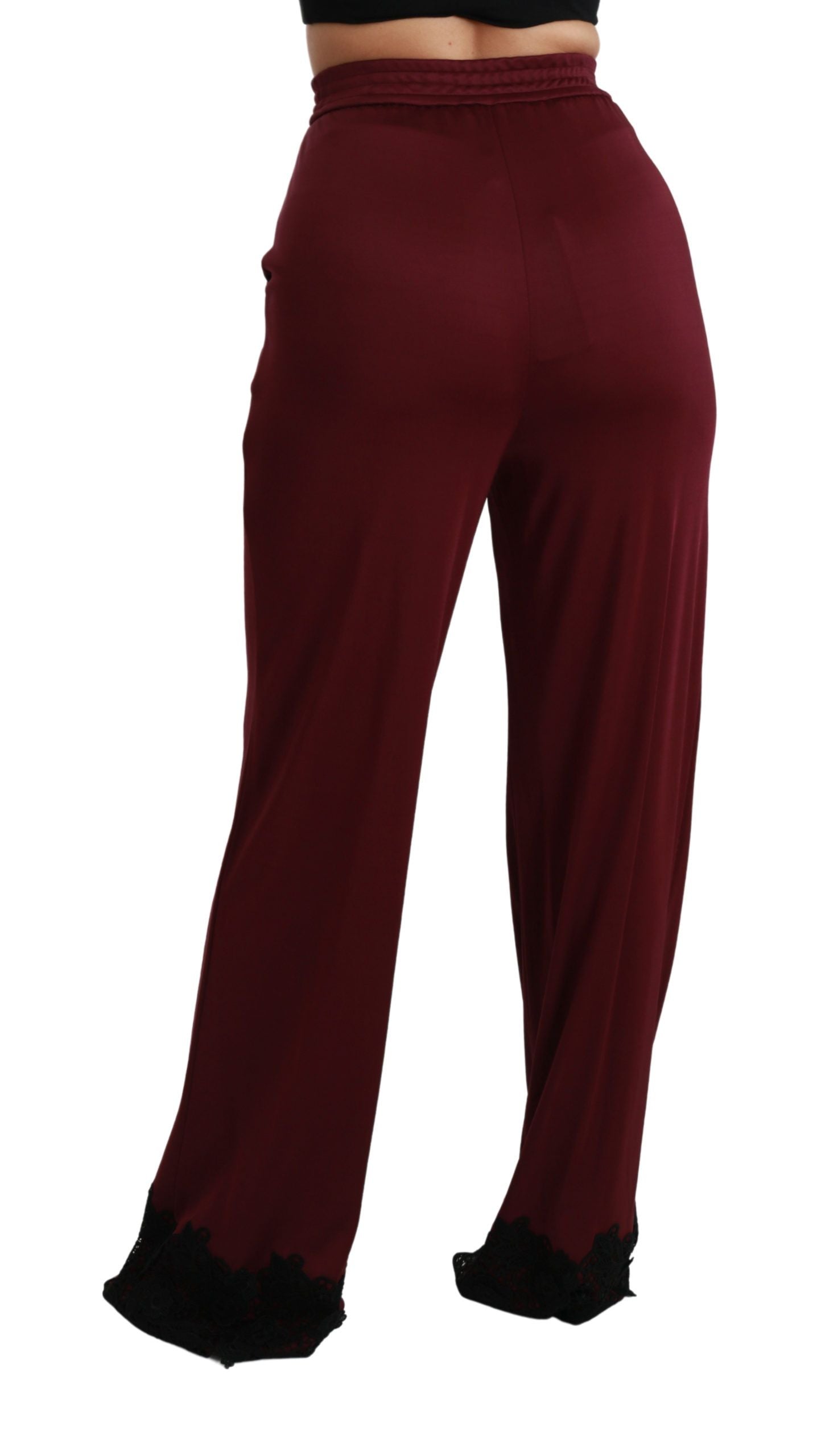 Elegant Maroon High Waist Wide Leg Trousers