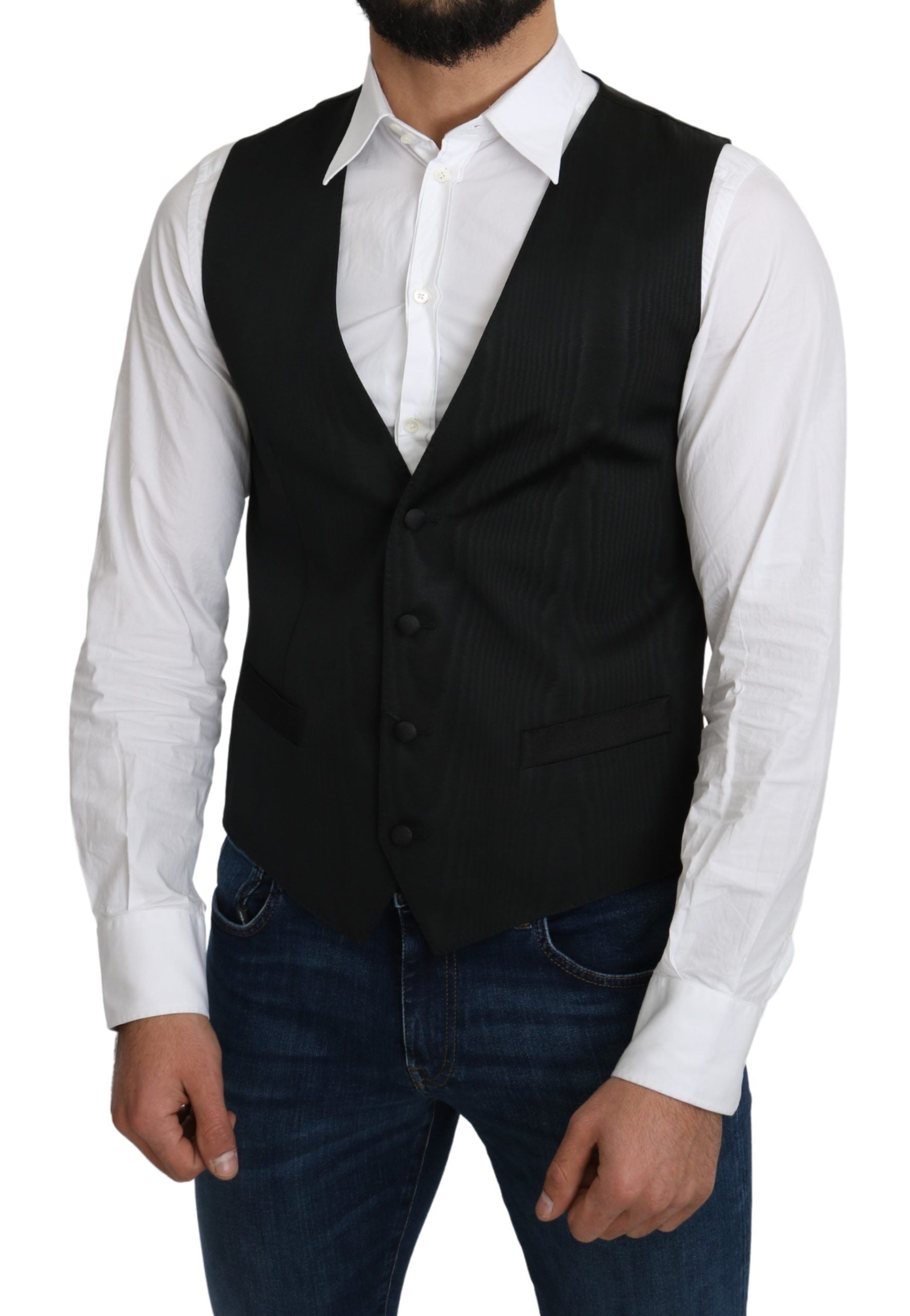 Elegant Silk Formal Gray Vest