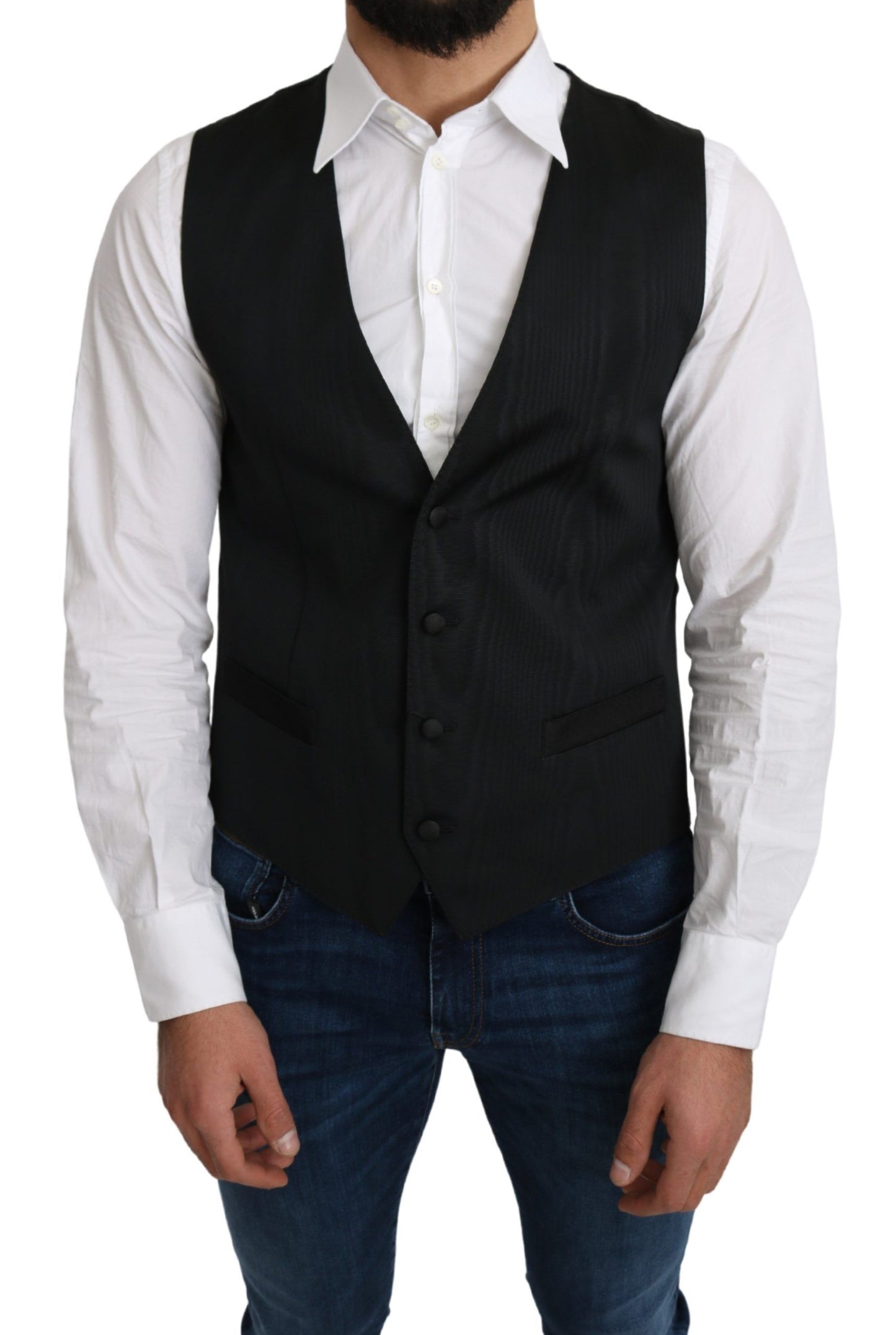 Elegant Silk Formal Gray Vest