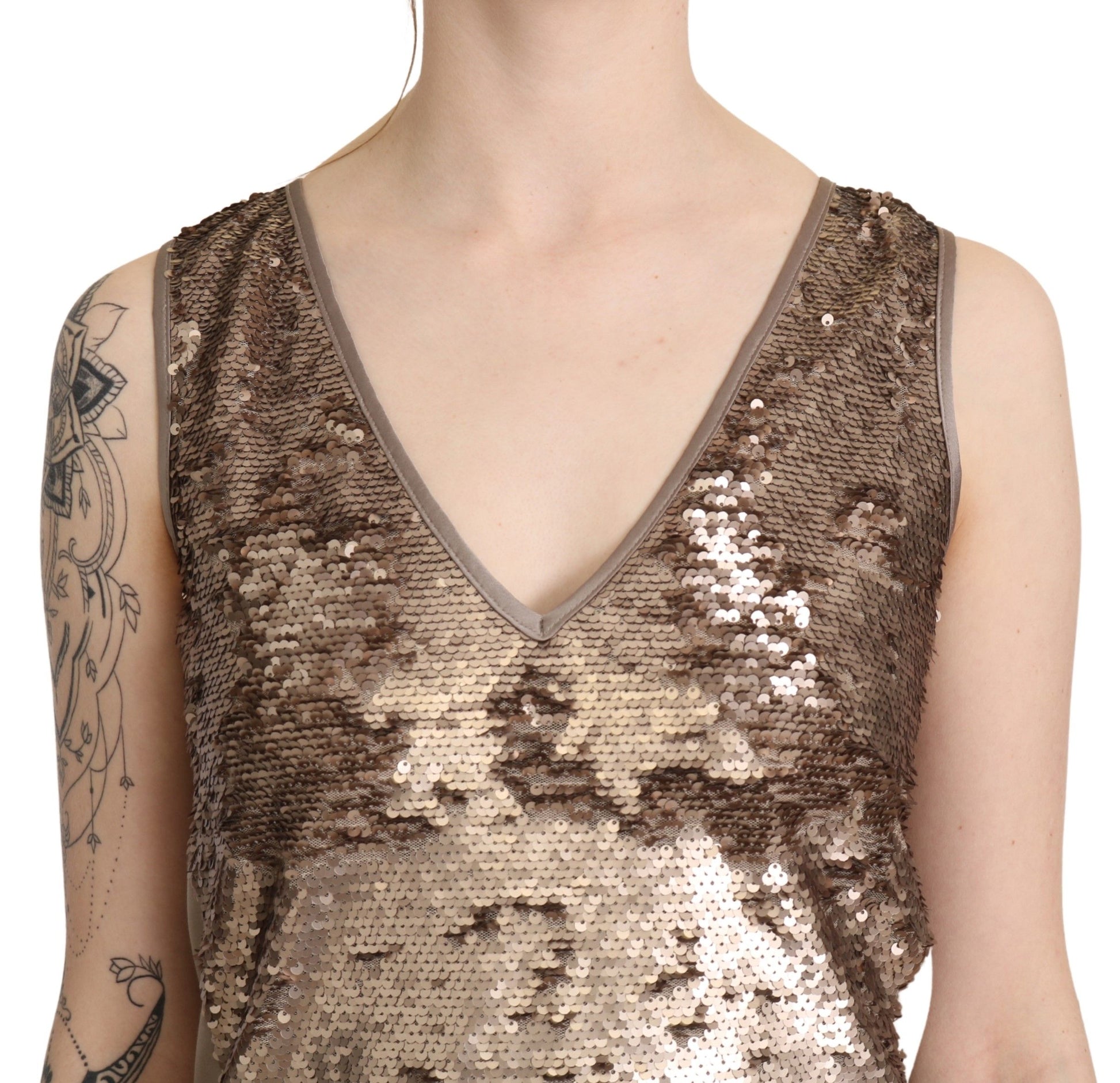 Glamorous V-Neck Sleeveless Sequin Mini Dress