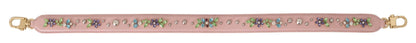 Stunning Pink Crystal Studded Leather Strap