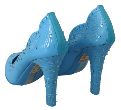 Crystal Embellished Blue Cinderella Pumps