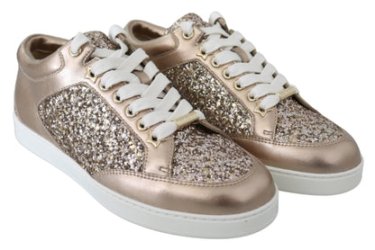 Ballet Pink Glitter Leather Sneakers