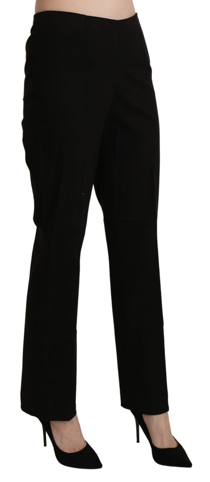 Elegant High Waist Straight Black Pants