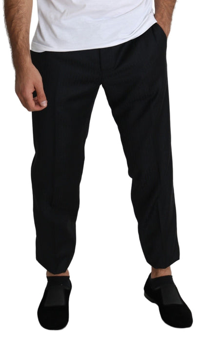 Elegant Black Virgin Wool Cropped Pants