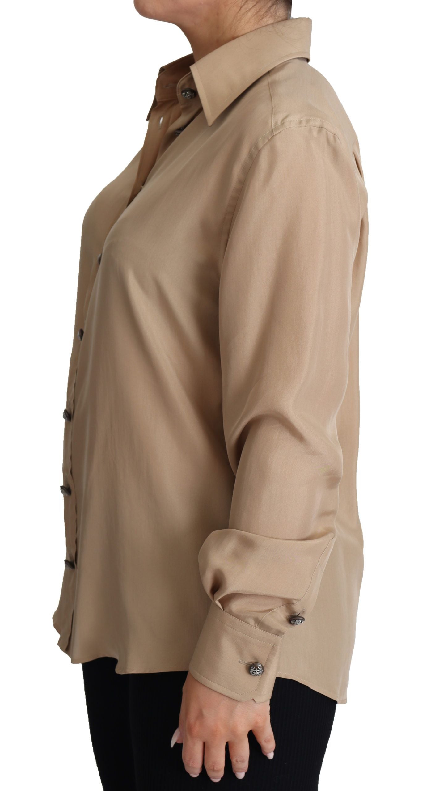 Elegant Beige Silk Shirt