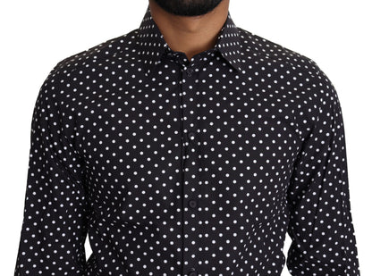 Elegant Polka Dot Men's Long Sleeve Shirt