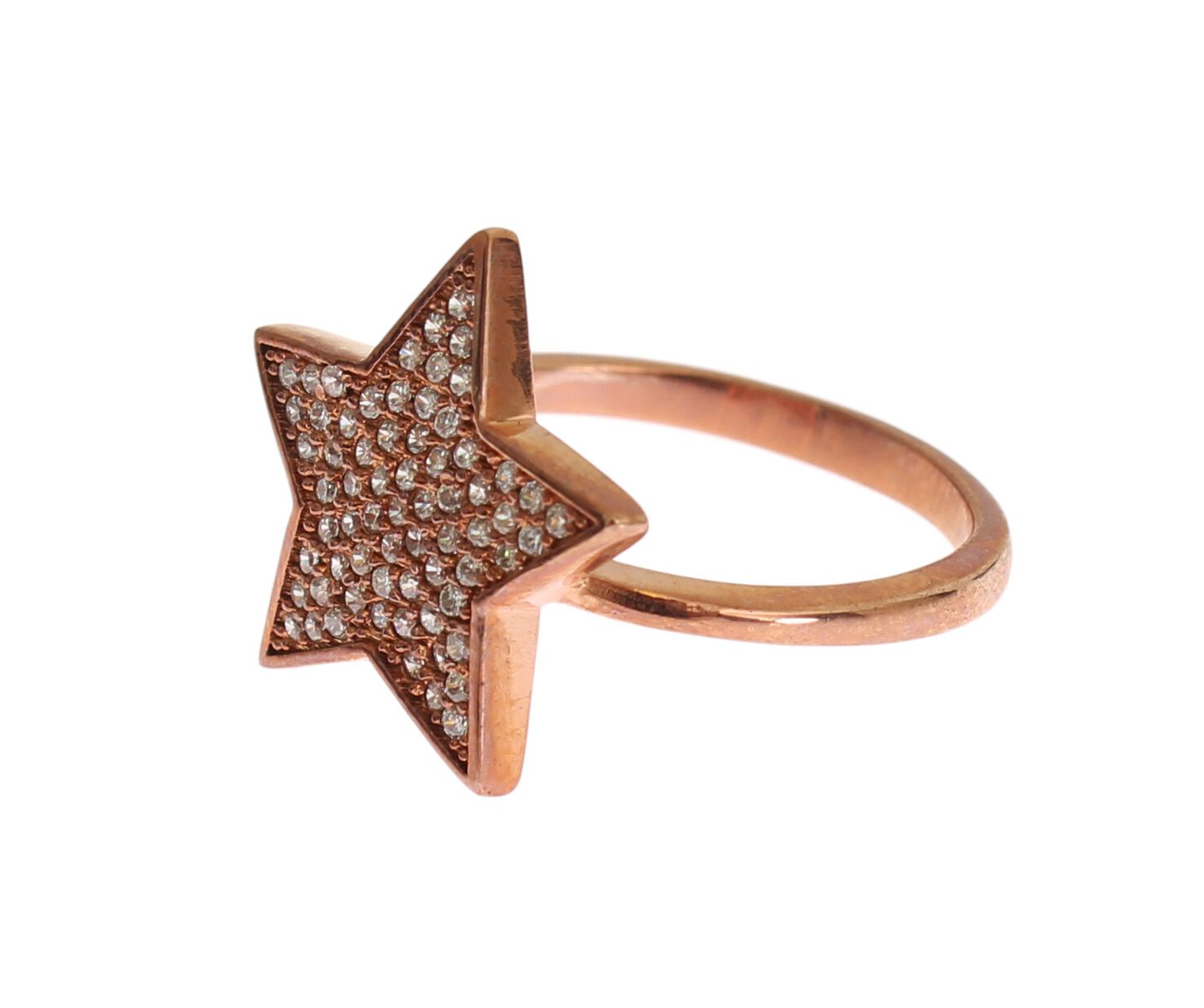 Dazzling Pink Gold Plated Sterling Silver CZ Ring