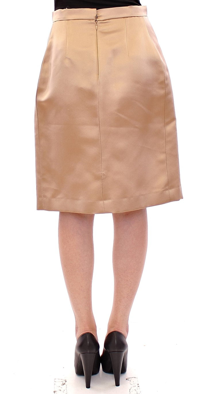 Elegant Silk Pleated Knee-Length Skirt