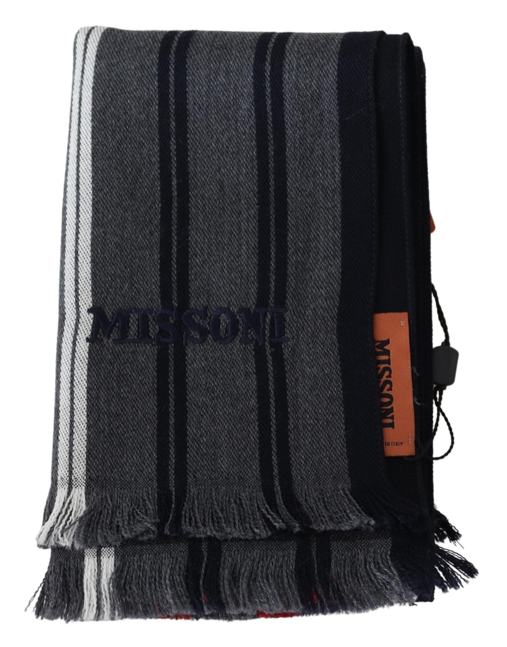 Elegant Multicolor Wool Scarf with Logo Embroidery