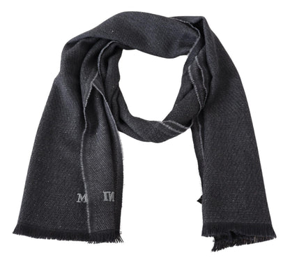 Elegant Wool Scarf with Signature Embroidery