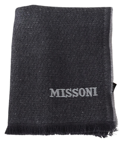 Elegant Wool Scarf with Signature Embroidery