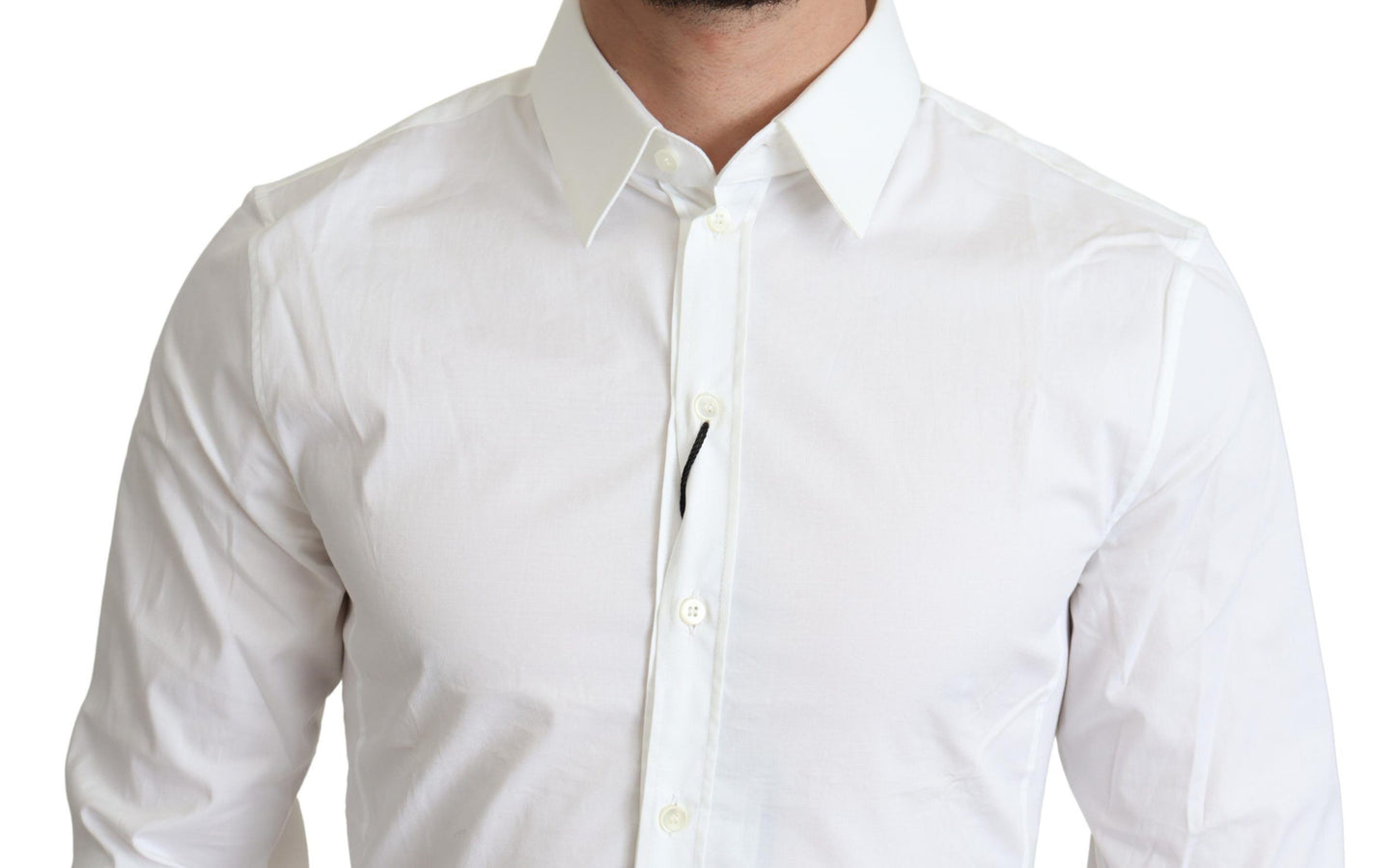 Elegant White Cotton Stretch Dress Shirt