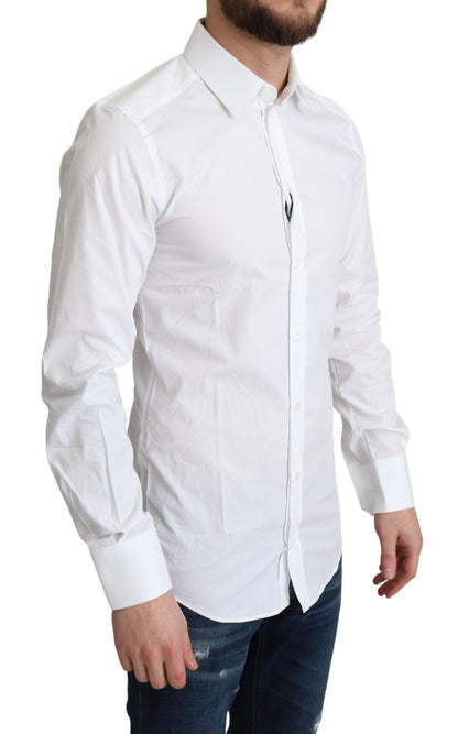 Elegant White Cotton Dress Shirt