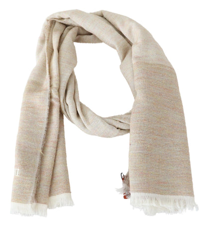 Elegant Multicolor Wool Scarf with Signature Design