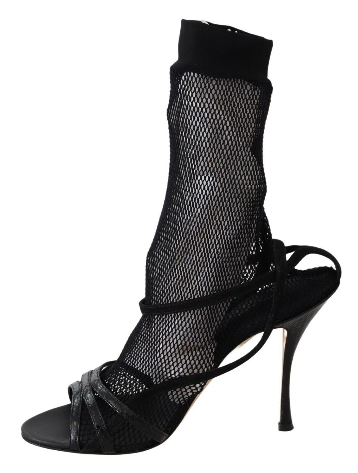 Chic Black Mesh Stiletto Sandals