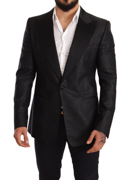 Elegant Black Metallic Slim Fit Blazer Jacket