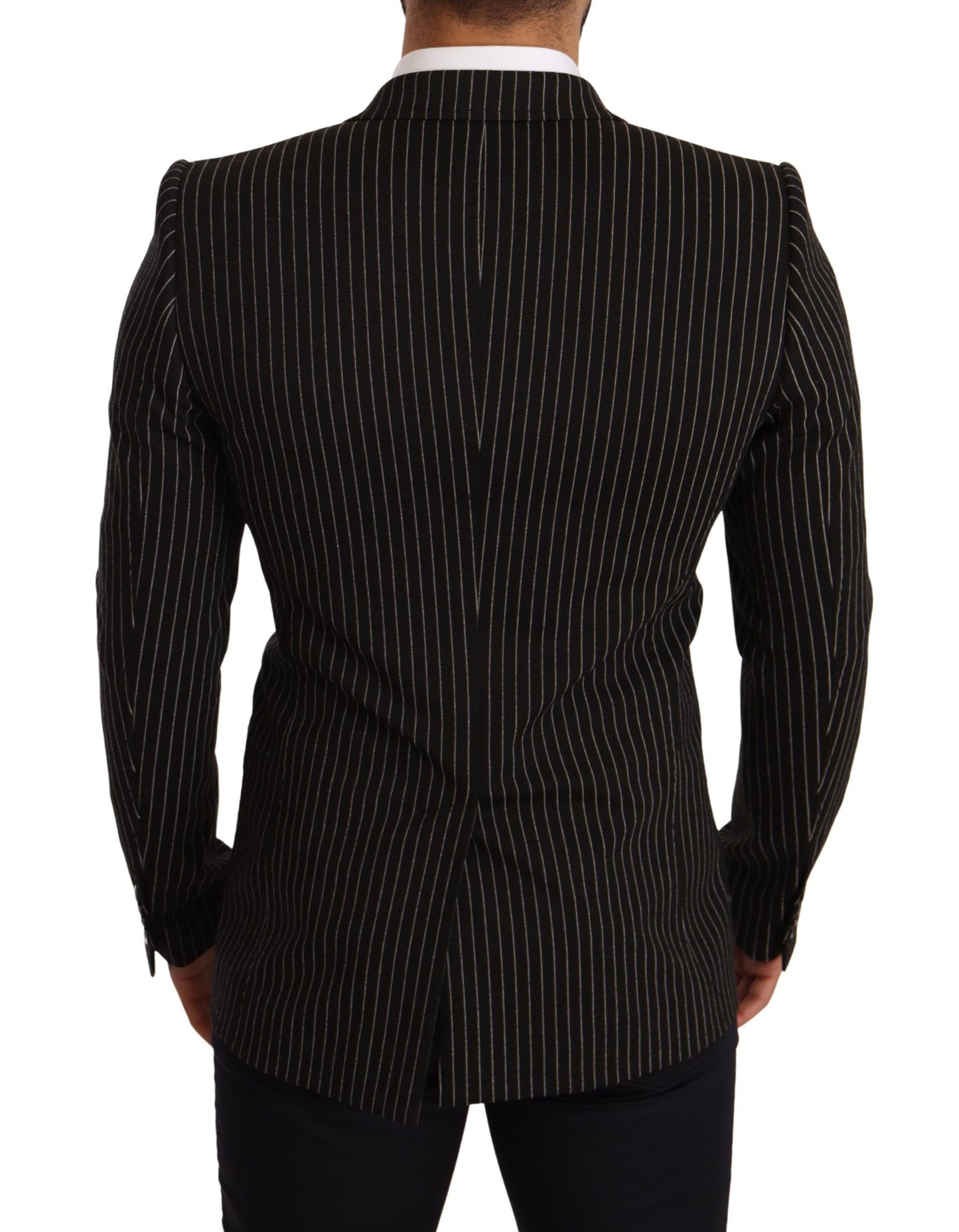 Elegant Striped Wool Blazer with Silk Lining