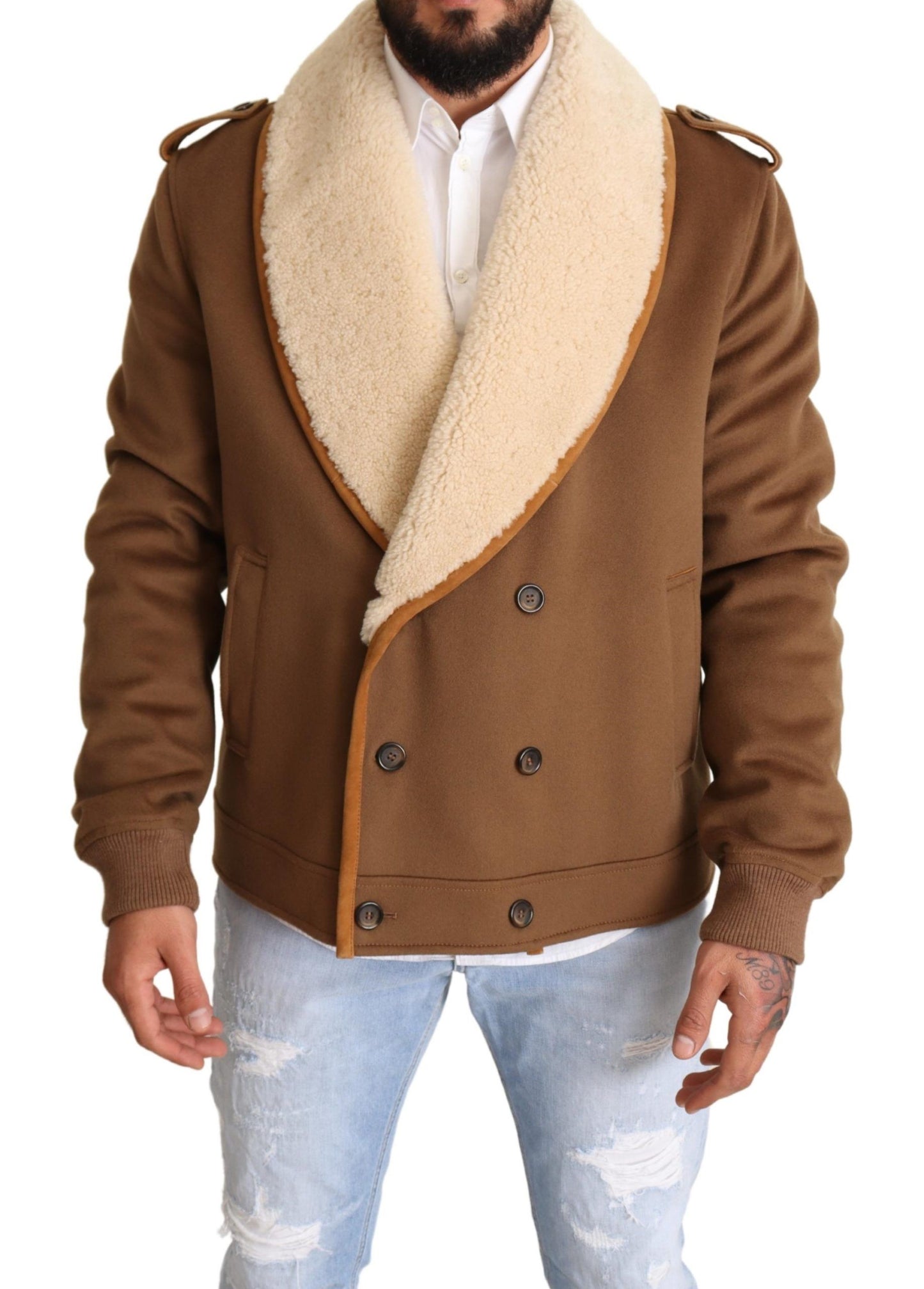 Elegant Double Breasted Shearling Jacket