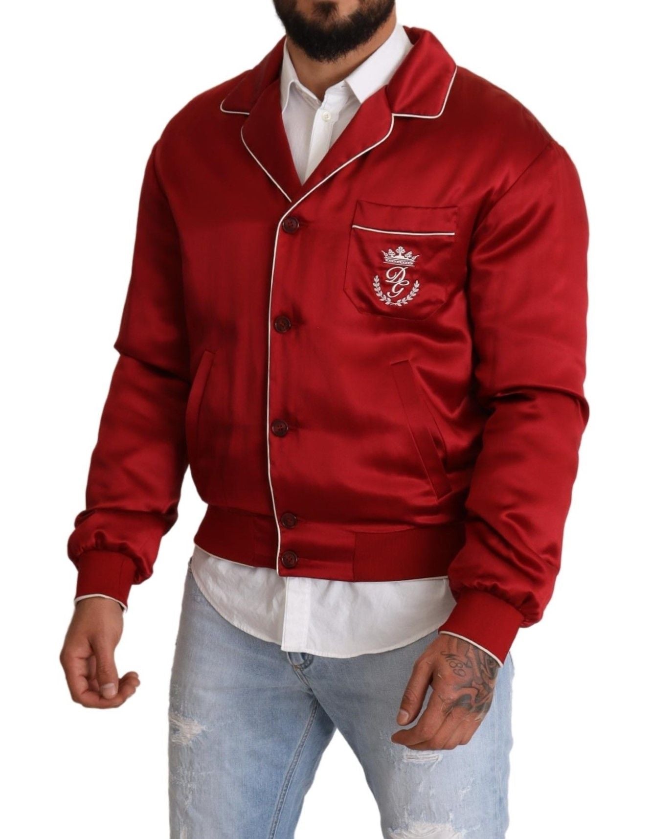 Sumptuous Silk Red Bomber Jacket