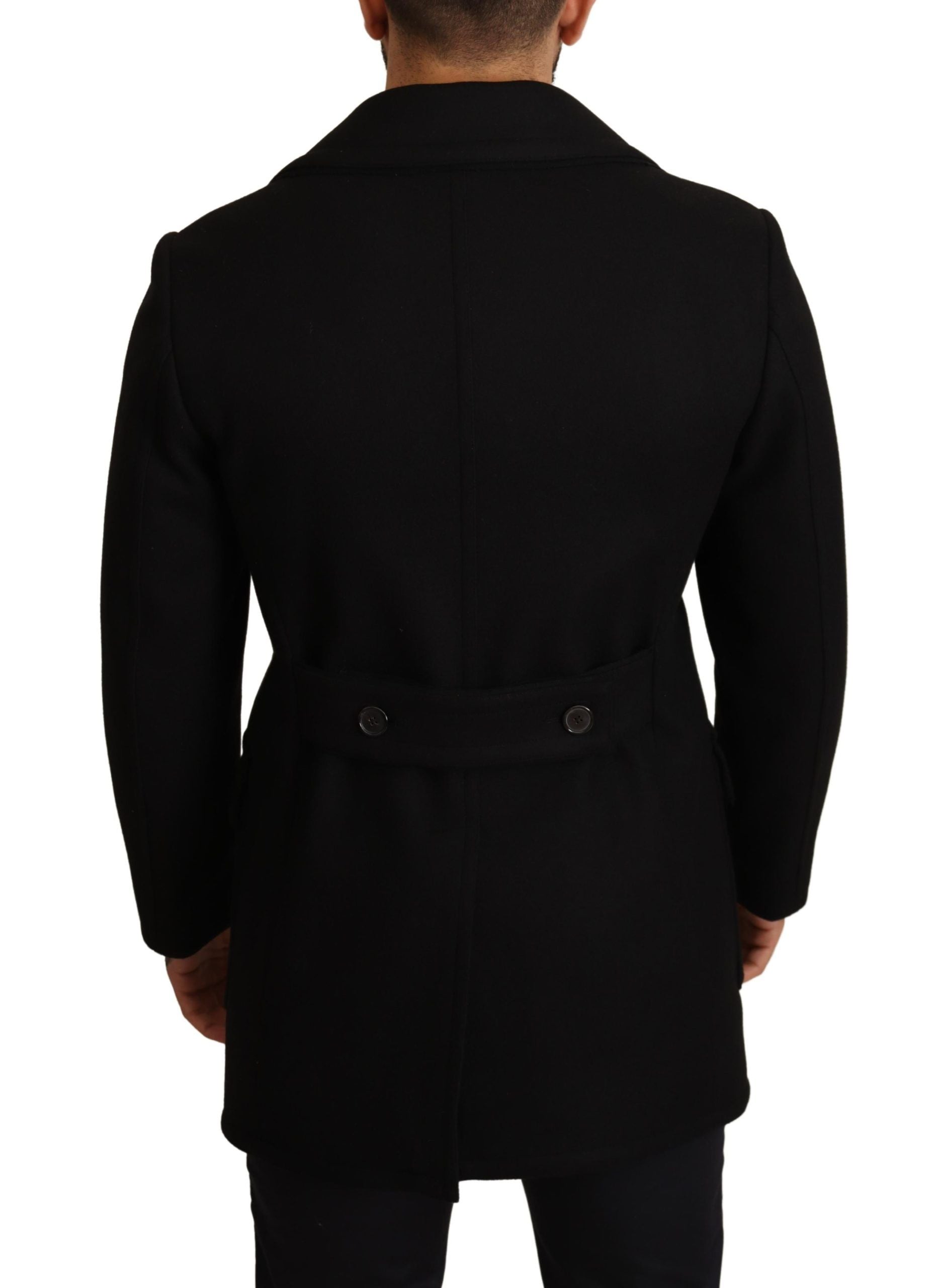 Elegant Black Double Breasted Trench Coat