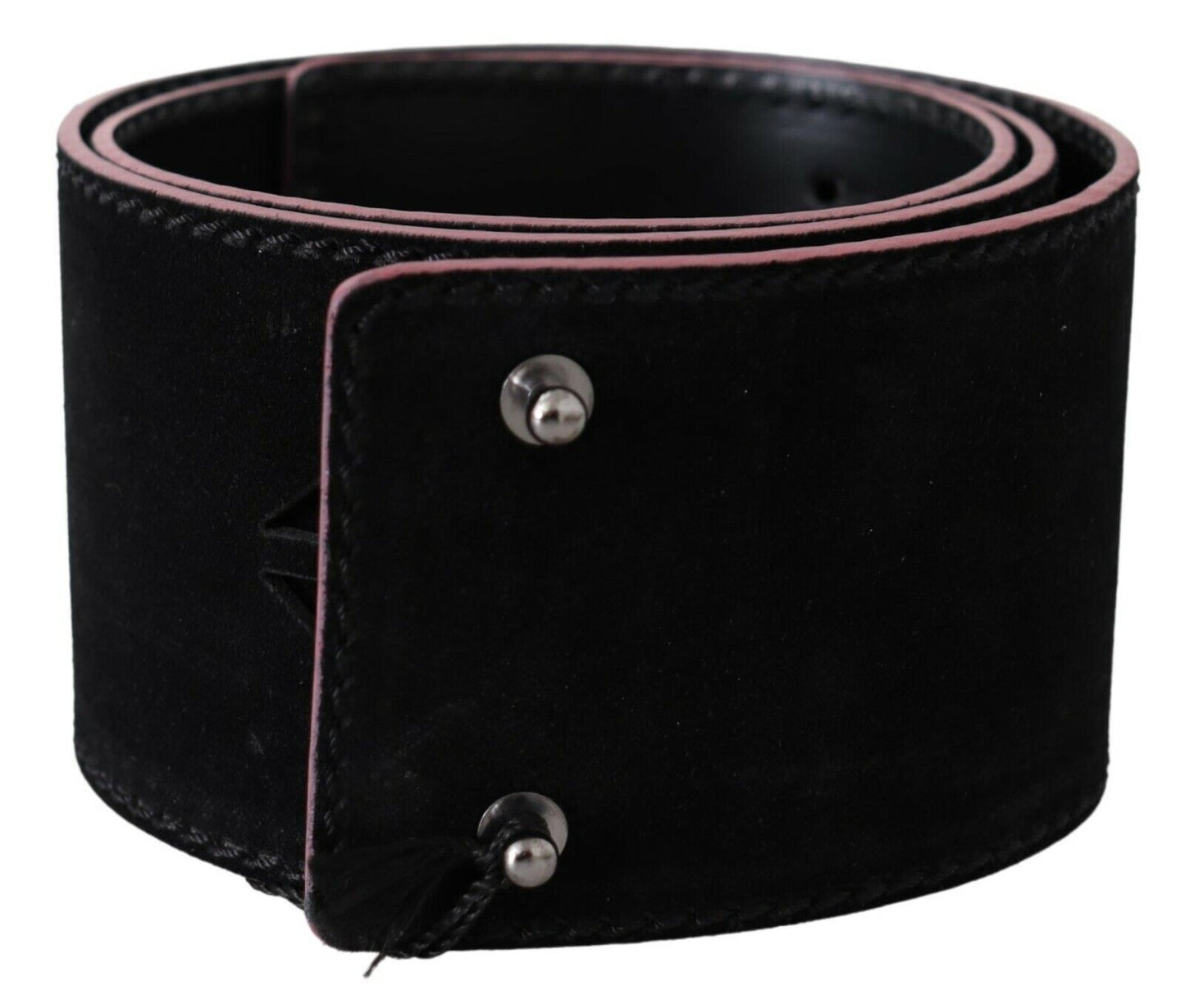 Elegant Wide Leather Fashion Belt with Metal Accents