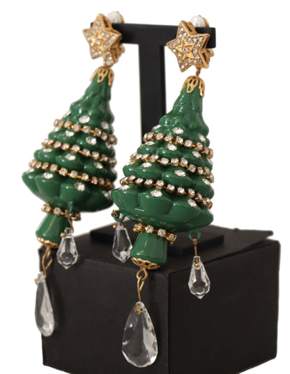 Enchanting Crystal Christmas Tree Clip-On Earrings