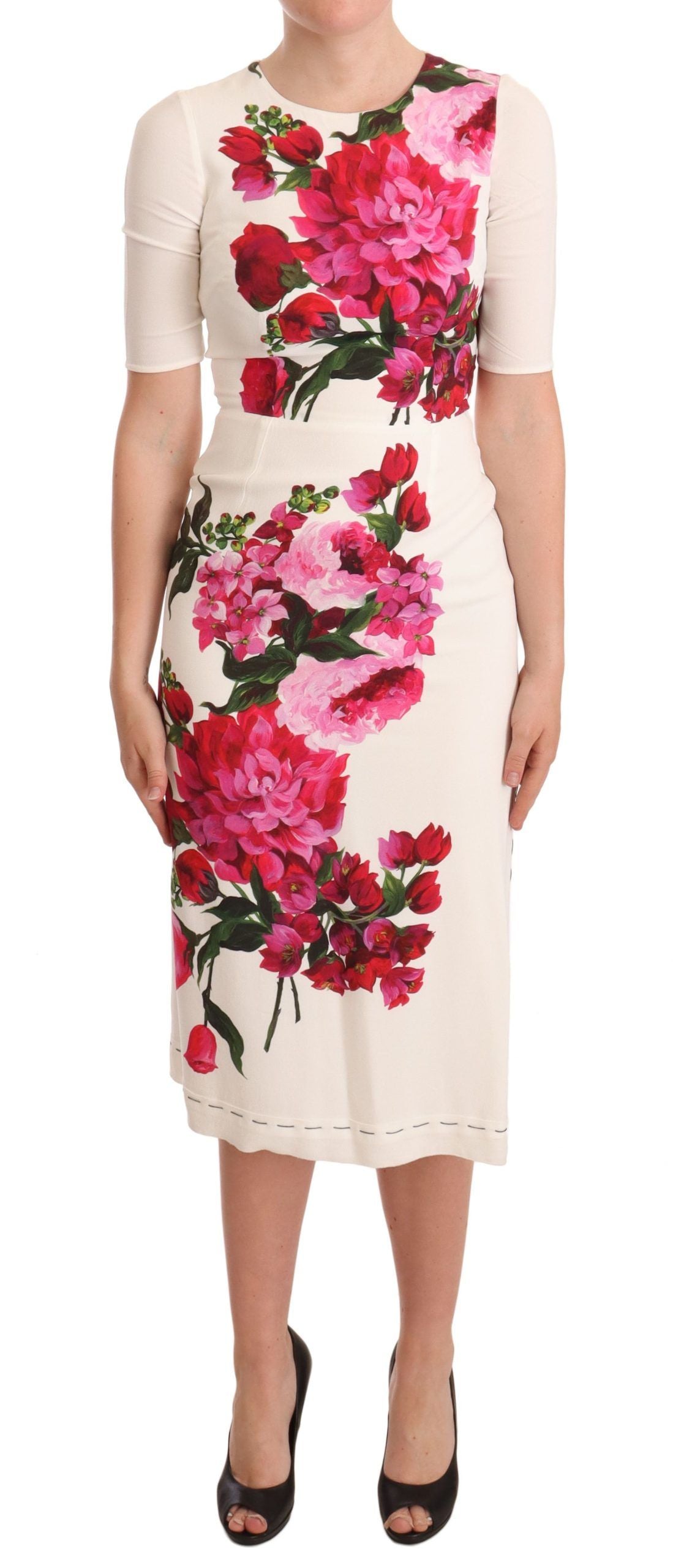 Elegant Floral Midi Bodycon Dress