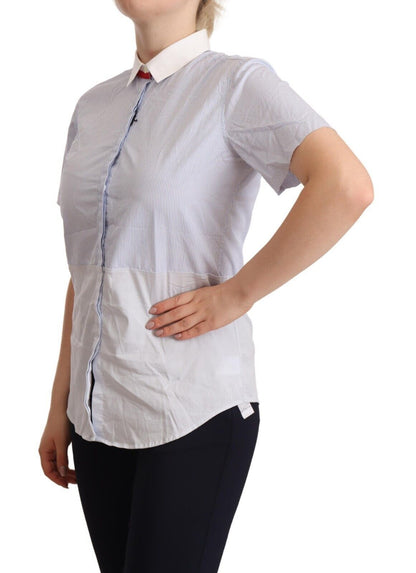 Chic Light Blue Polished Cotton Polo Top