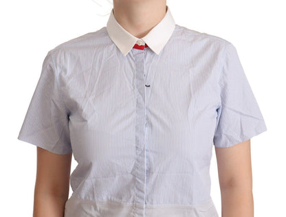 Chic Light Blue Polished Cotton Polo Top