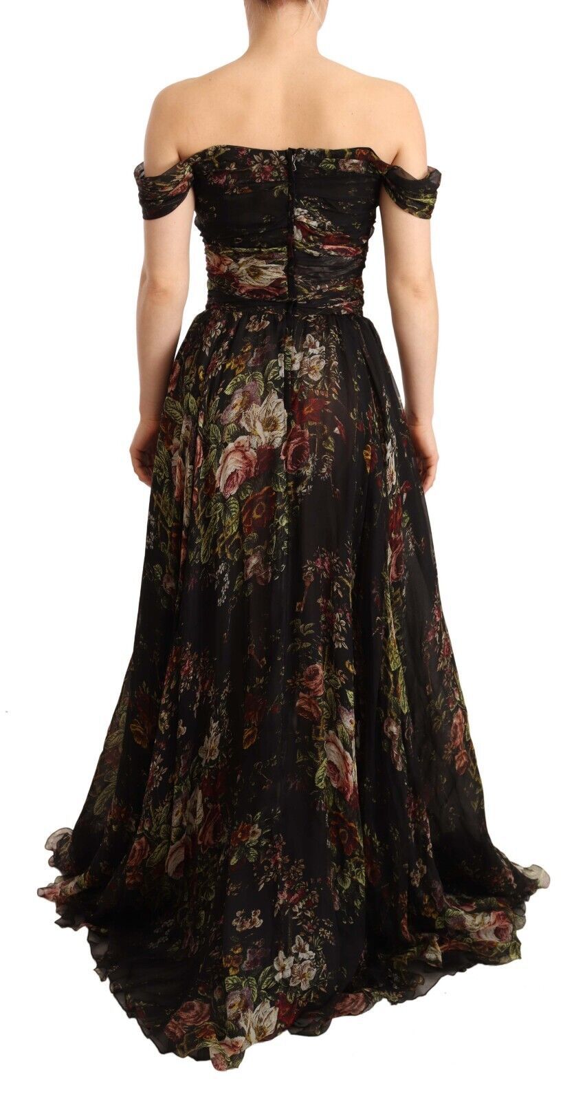 Floral Silk Off-Shoulder Long Dress