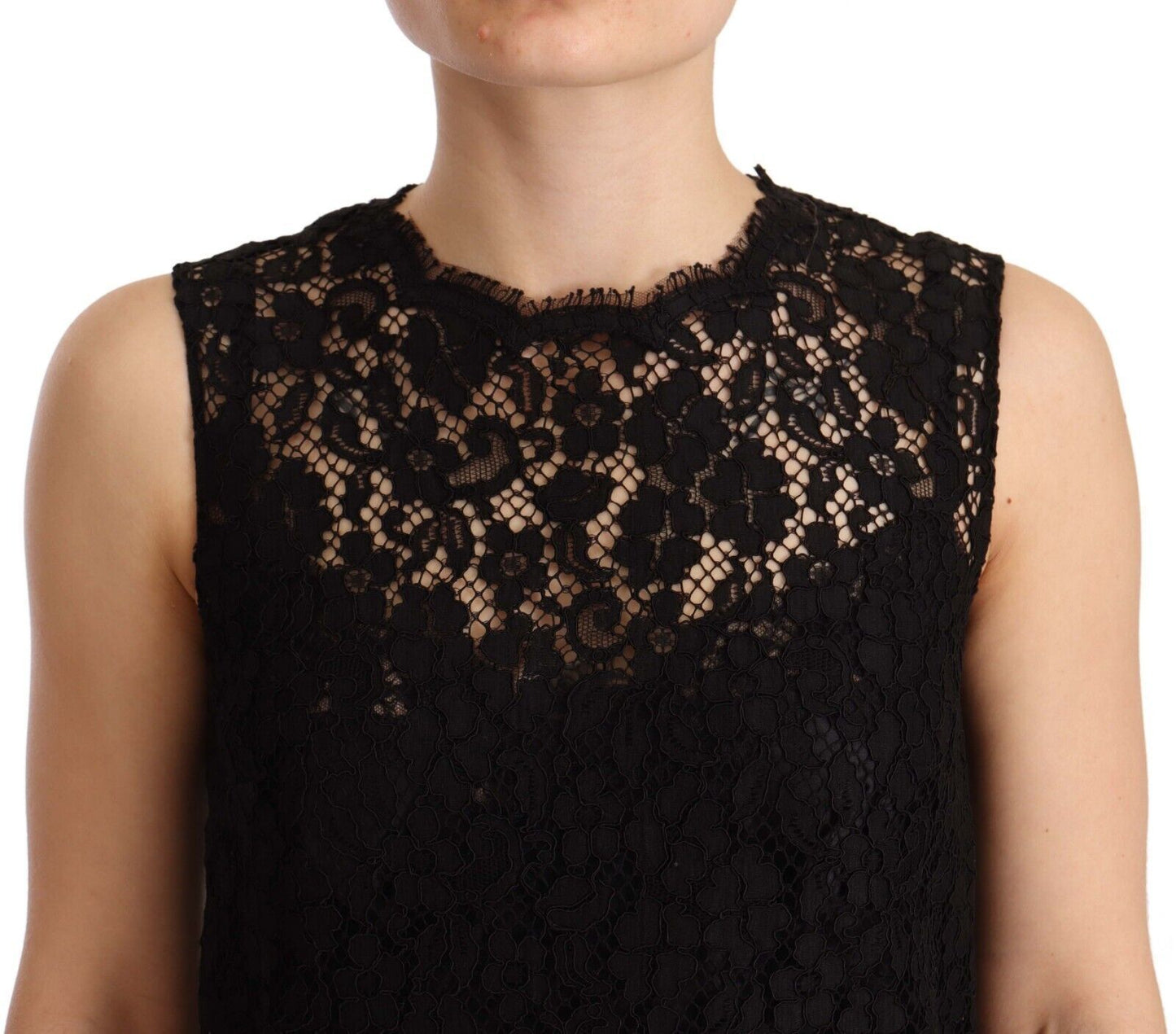 Elegant Floral Lace Sheath Dress in Black