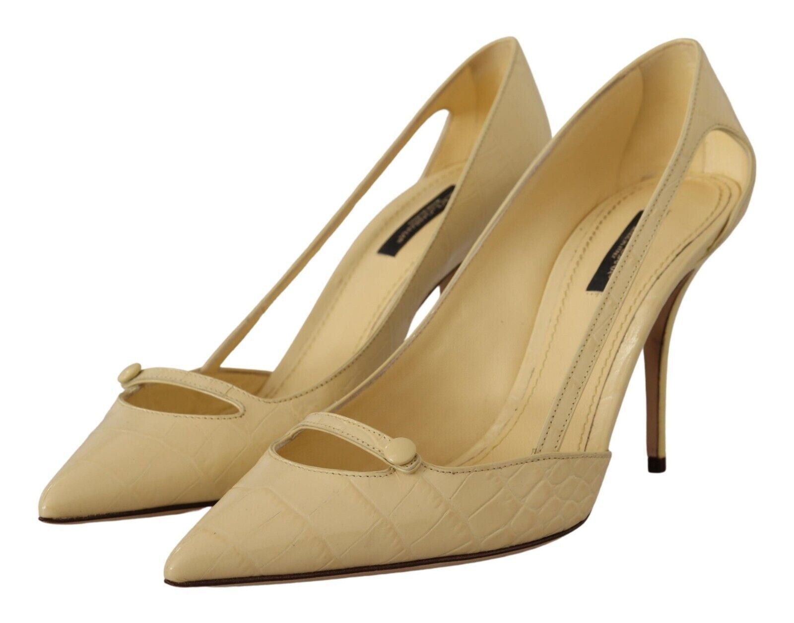 Chic Pointed Toe Leather Pumps in Sunshine Yellow