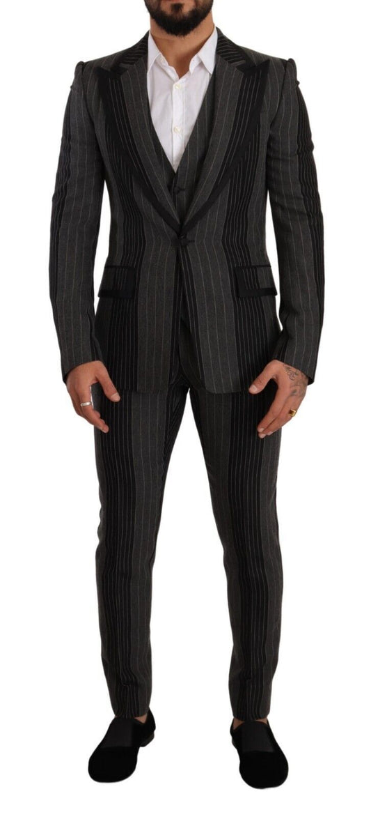 Elegant Striped Three-Piece Suit