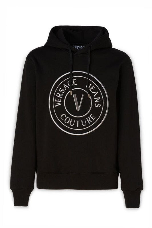 Stunning Hooded Black Cotton Sweatshirt