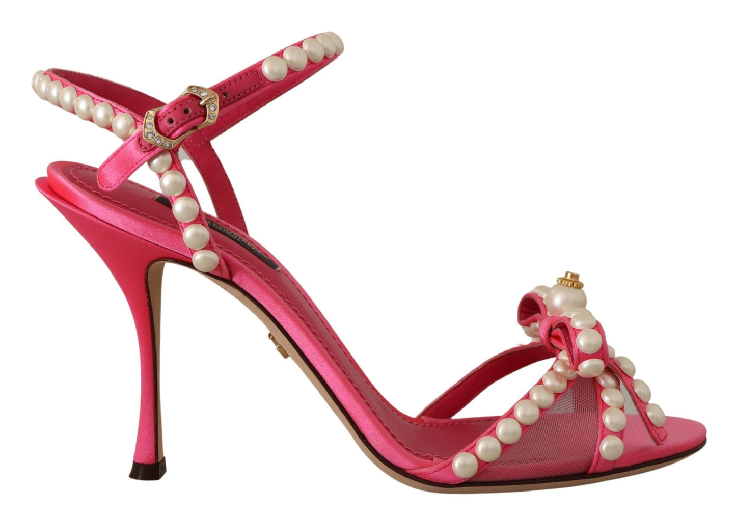 Elegant Pink Pearl Embellished Heels Sandals