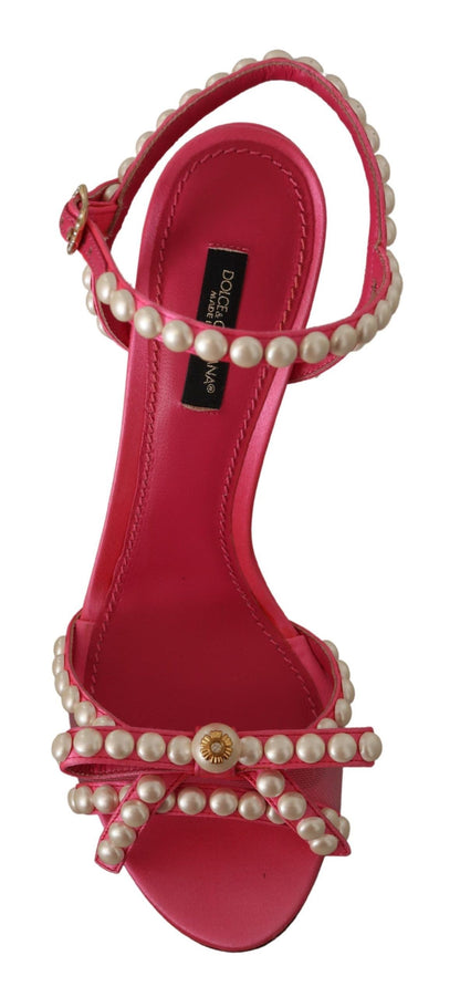 Elegant Pink Pearl Embellished Heels Sandals