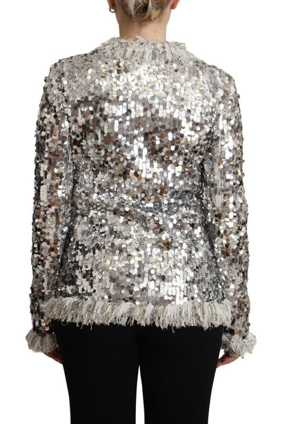 Chic Silver Sequined Jacket Coat