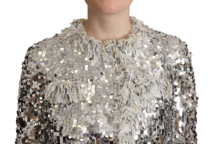 Chic Silver Sequined Jacket Coat