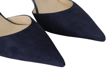 Elegant Navy Suede Pointed Toe Pumps