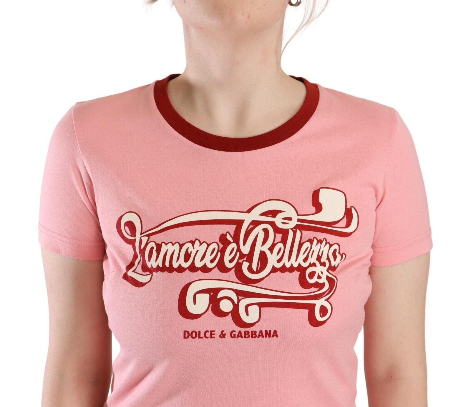 Chic Pink Logo Crew Neck Tee