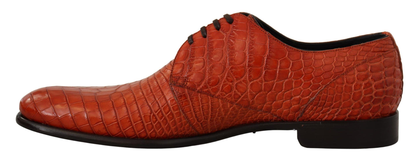 Exotic Orange Croc Leather Laceup Dress Shoes