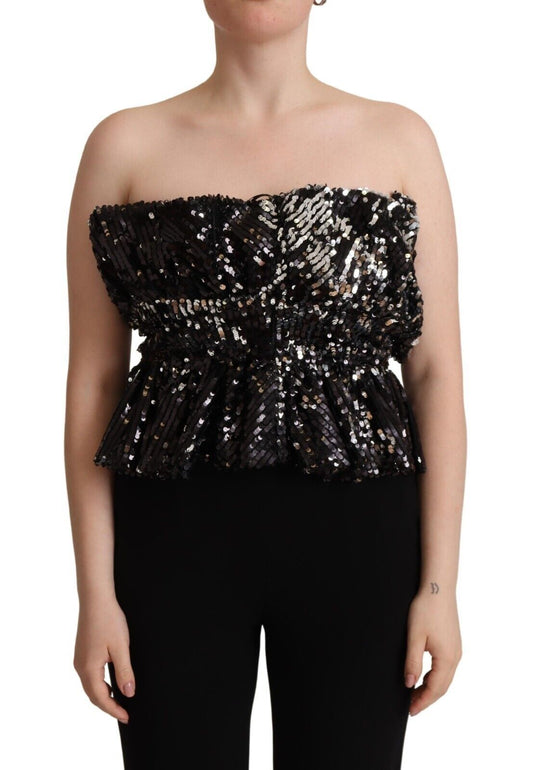 Elegant Strapless Sequined Top