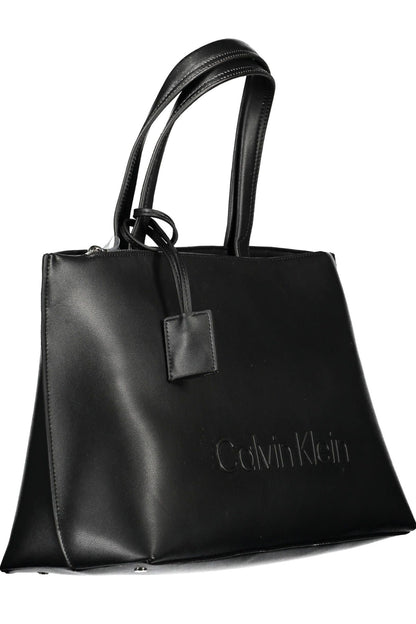 Black Polyester Women Handbag