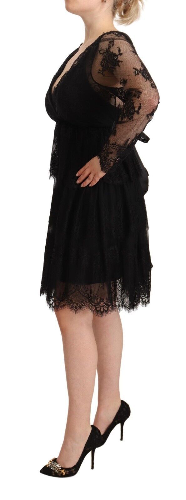 Elegant Floral Lace Long Sleeve Shift Dress