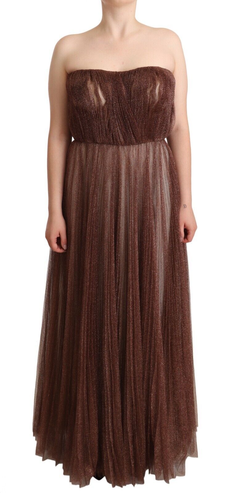 Elegant Metallic Bronze Long Gown