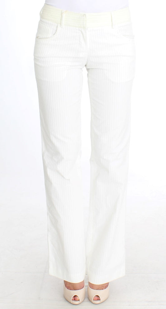 Chic White Striped Straight Fit Pants