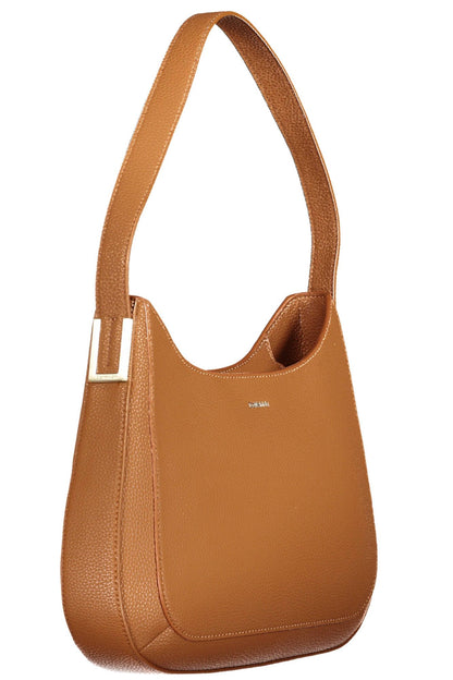 Brown Polyester Women Handbag